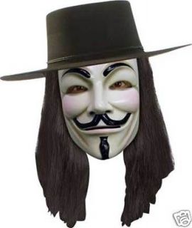   GUY FAWKES COSTUME PVC MASK, WIG, HAT LICENSED GUY FAWKES COSTUME