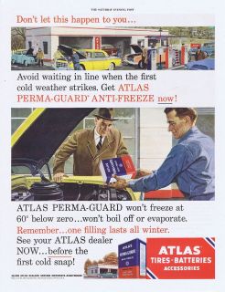 1955 ^VINTAGE AD   ATLAS TIRES BATTERIES ANTI FREEZE 9 17