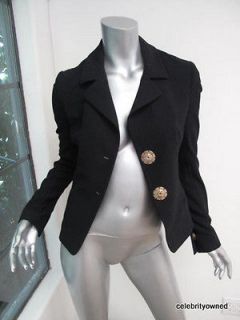 Fendi Black Long Sleeve Hidden Button Snap Jacket W/ Stitch Detail 38