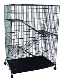 Level Small Animal Chichilla Cat Ferret Cage, Black New