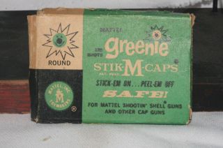 1960s Mattel Greenie Stik M Caps Box #633