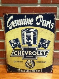   1960s LOOK CHEVY METAL TIN SIGN CHEVROLET PART BARN FIND STYLE