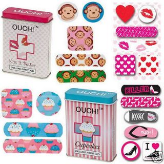 24 Cute Band Aid Kid Plaster Lot in Tin Box Ouch First Aid Adhesive 