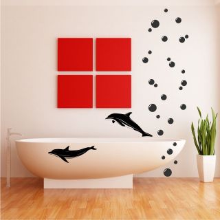 Dolphin 27 Bathroom Bubbles Wall Art Stickers Vinyl Decal Transfer 