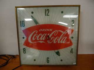 Vintage 1960’s Fishtail Original Coca Cola Wall Clock with Lights