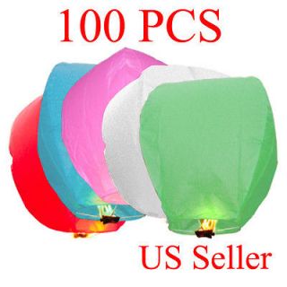 100 PCS Sky Fire Flying Floating Chinese Sky Lanterns Assortment of 