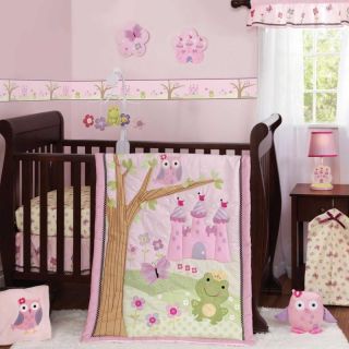   Tale Flower Themed Baby Girl 3pc Animal Owl Nursery Crib Bedding Set