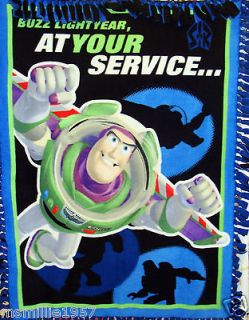   BUZZ LIGHTYEAR) AT YOUR SERVICE Fleece Tied Blanket THROW No Sew