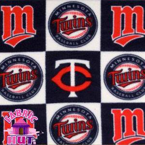   Minnesota Twins MLB Baseball 100% Polyester Fleece Fabric By The Yard
