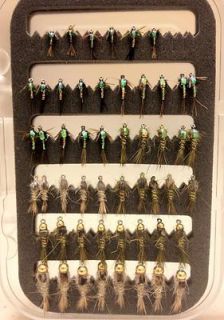 52 Flies Works Everywhere Trout Nymph Selection & Swing Leaf Fly Box 
