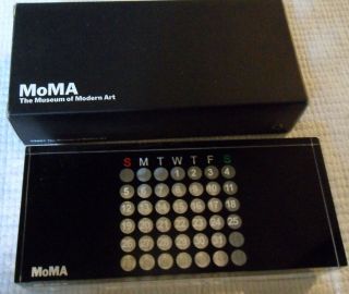   MoMA Contemporary Modern Acrylic Perpetual Black Desk Calendar 7X3