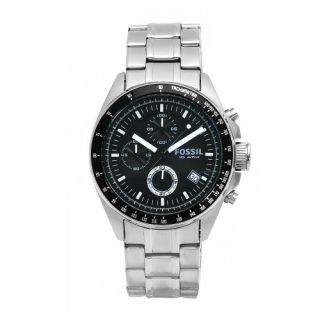   Chronograph Stainless Steel Black Dial Watch Watches 