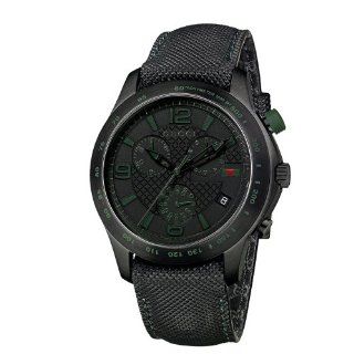   Chronograph Black IP Techno Leather Watch Watches 