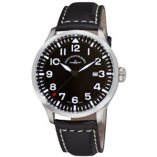 Zeno Mens 6569 515Q A1 Navigator Black Leather Strap Watch Watches 
