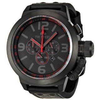 TW Steel Mens TW903 Cool Black Black Leather Strap Watch Watches 