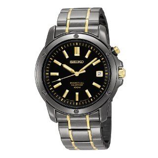 Seiko Mens SNQ045 Perpetual Calendar Black Ion Watch Watches  