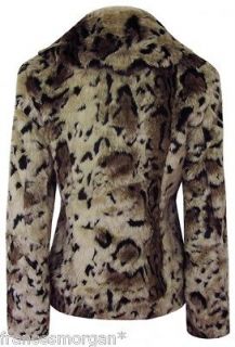 Womens Faux Fur Leopard Print Winter Ladies Coat