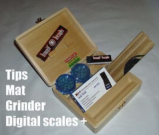   Box +Kingsize papers DIGITAL SCALES grinder tips mat wooden wood