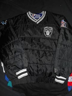 Oakland Raiders Jacket Vintage Pro Player Size LARGE Los Angeles 