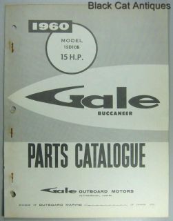 Original 1960 Gale Buccaneer Outboard Motor Parts Catalog 15HP Model 