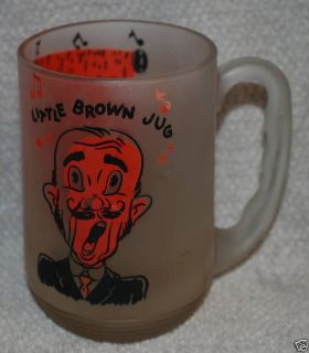 LITTLE BROWN JUG HANDLED MUG CUP SATIN GLASS BARWARE