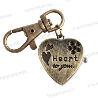 Hot Sales Bronze HEART FOR YOU lovely Pocket Key Ring Quartz Watch