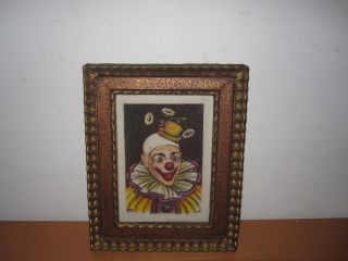 Vintage Signed Artini Engraving Hand Painting Clown 4.5 x 6.5