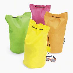 12 Neon Colored Fabric DRAWSTRING BAGS wholesale bulk FREE SHIP