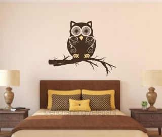 Owl On Branch Vinyl Decal Wall Sticker Mural Nursery Teen Room 