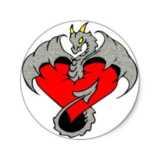 Dragon Heart Tattoo Round Stickers  