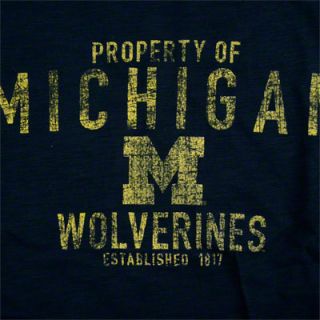 Michigan Wolverines Navy Classic Slub Long Sleeve Crew 