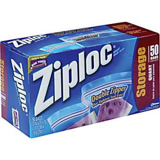 Ziploc® Storage Bags, 1 Quart, Clear, 1.75 Mil, 50/Box  
