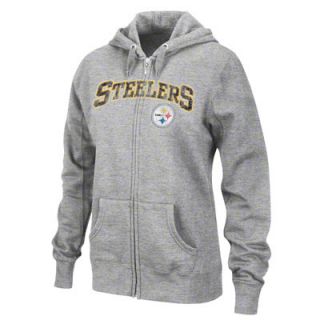 Pittsburgh Steelers Womens Grey Football Classic II Full Zip Hooded 
