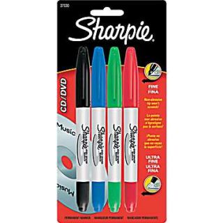 Sharpie® CD/DVD Marker, Fine/Ultra Fine Point, Assorted, 4/Set 