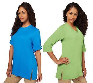 Denim & Co. Set of 2 Oversized Tunic Cotton T shirts — 