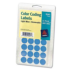 Avery® Removable Round Color Coding Labels, 3/4 Diameter, Light Blue 