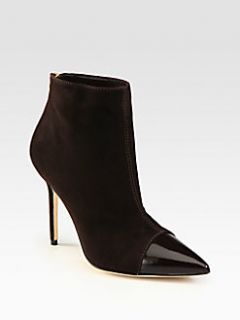 Manolo Blahnik   Suede and Patent Leather Ankle Boots