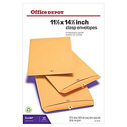 Office Depot® Brand Clasp Envelopes, 11 1/2 x 14 1/2, Brown, Box Of 