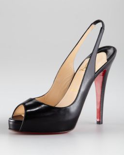 No Prive Leather Slingback Red Sole Pump, Black   