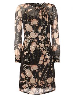 Buy Hoss Intropia Metallic Jacquard Long Sleeve Dress, Black online at 