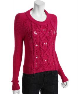 Marc by Marc Jacobs brilliant magenta wool Uma cable knit crewneck 
