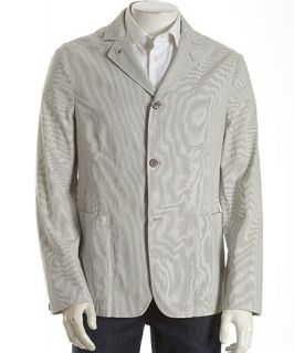John Varvatos sage stripe cotton linen blend three button jacket