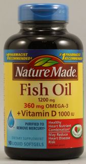 Nature Made Fish Oil Plus Vitamin D    1200 mg   90 Liquid Softgels 