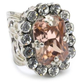Sorrelli Snow Bunny Neutral Crystal Cluster Style Adjustable Ring 
