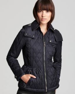 Burberry Brit Cobfield Peplum Hooded Quilted Jacket  