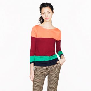 Colorblock boatneck top   long sleeve tees   Womens knits & tees   J 