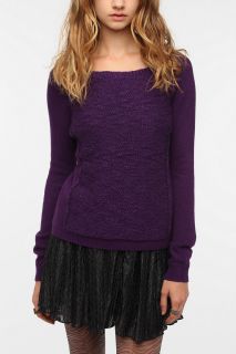 Silence & Noise Boucle Panel Sweater   Urban Outfitters