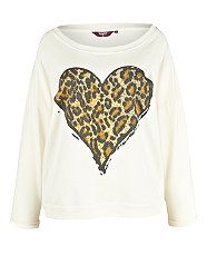 Cream (Cream) Inspire Cream Leopard Print Heart Sweatshirt  267862013 