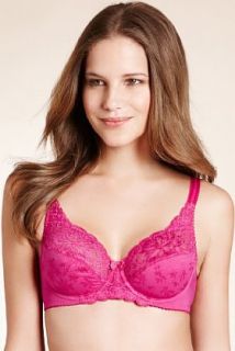 Underwired Floral Jacquard Lace Non Padded Bra   Marks & Spencer 