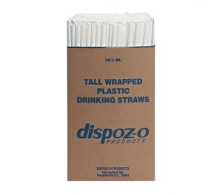 Dispoz O Tall Giant Straws, Wrapped, 10 1/4 inches, Translucent, Sold 